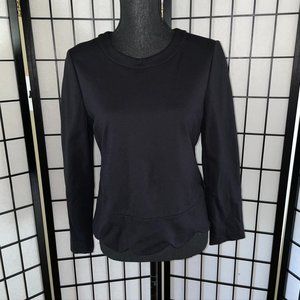 KATE SPADE Ponte Scallop Top Black Work Long Crop